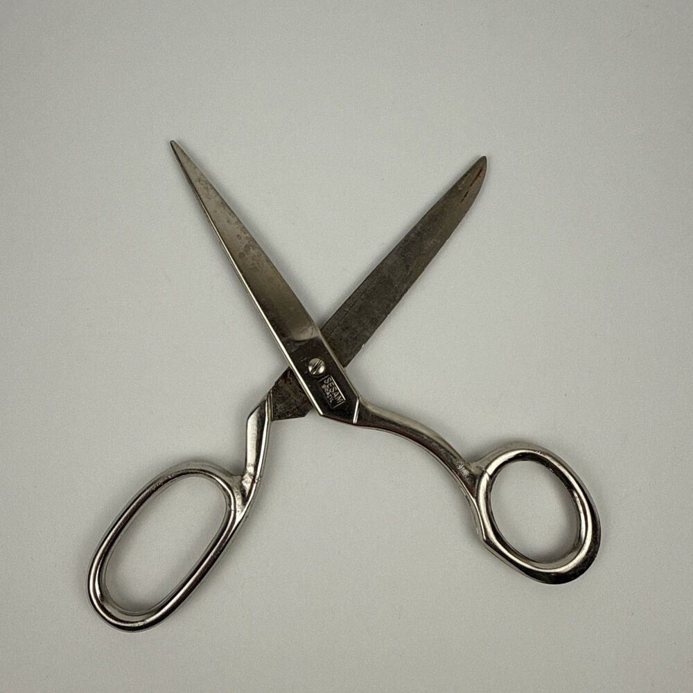 VINTAGE SESAM 7" SHEARS SCISSORS BRAZIL FORGED STEEL OFFSET HANDLE